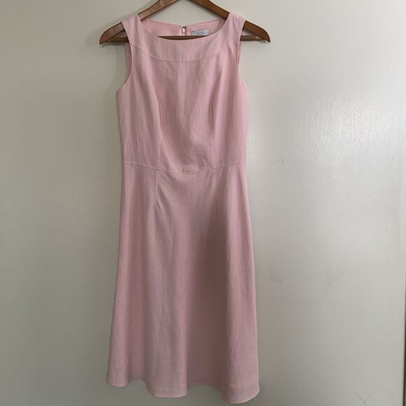 Ann Taylor Loft Dress Size 0 Lined Pink Sleeveless Invisible Zipper - Picture 2 of 15